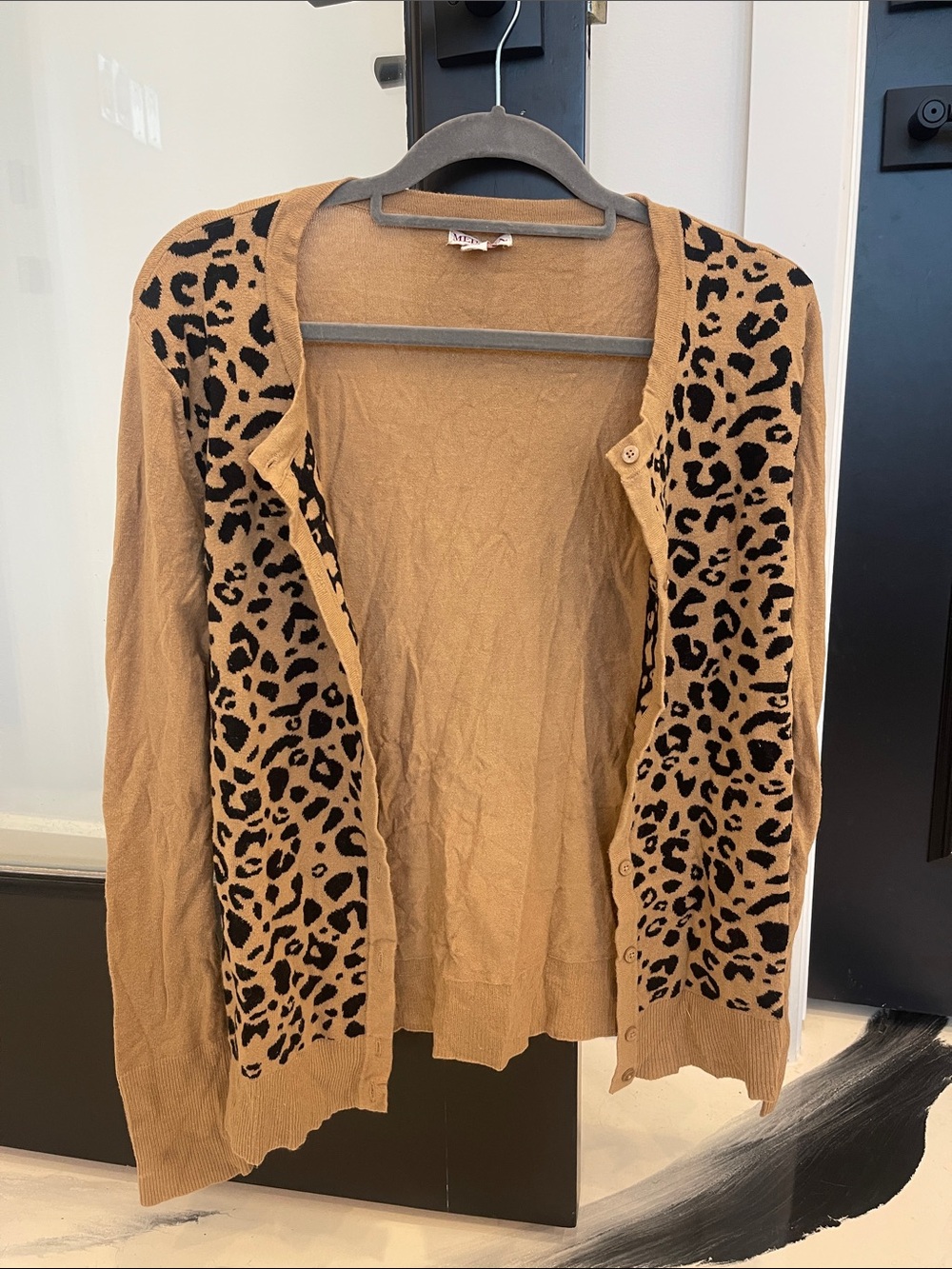 Merona Tan and Black Leopard-Print Cardigan